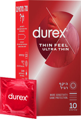 קונדומים דורקס Thin Feel - Ultra Thin - מכיל 10 יחידות - DUREX