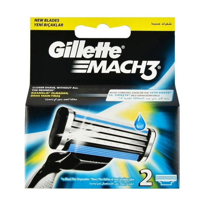 2 ראשים לסכיני גילוח ג'ילט מאך 3 - Gillette MACH 3