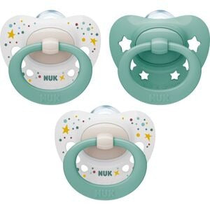 שלישיית מוצצי נוק סיגנטור NUK Signature - סיליקון 0-6 חודשים - טורקיז לבן